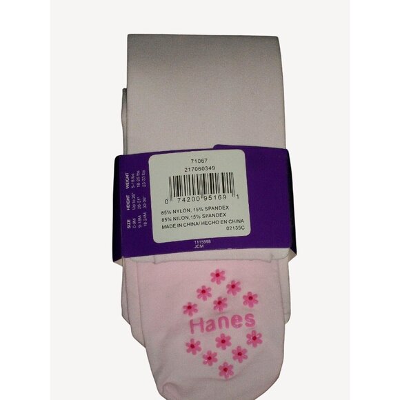 Hanes Gripper Foot Baby Infants Ballet Pink Tights 2 Pair Set Size 0-9 Months - Picture 3 of 3